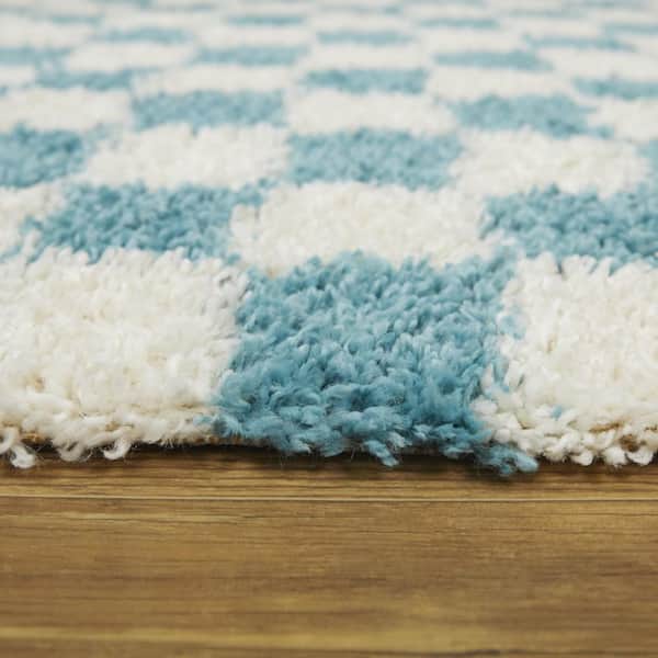 Mackie Aqua 5 ft. 3 in. x 7 ft. Checkered Area Rug