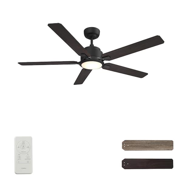 CARRO Essex 52 in. Dimmable LED Indoor/Outdoor Black Smart Ceiling Fan with  Light and Remote, Works w/Alexa/Google Home S525J-L12-BG-1 - The Home Depot