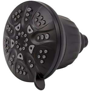 5 in. 7-Spray Patterns 1.8 GPM Wall Mount Fixed Shower Head with Filtered in Matte Black