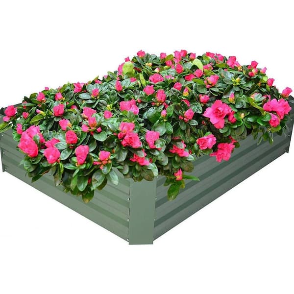 Cubilan Green Metal Raised Garden Bed Galvanized Planter Box Anti-Rust Coating for Flowers Vegetables-48 in. x 36 in. x 12 in.