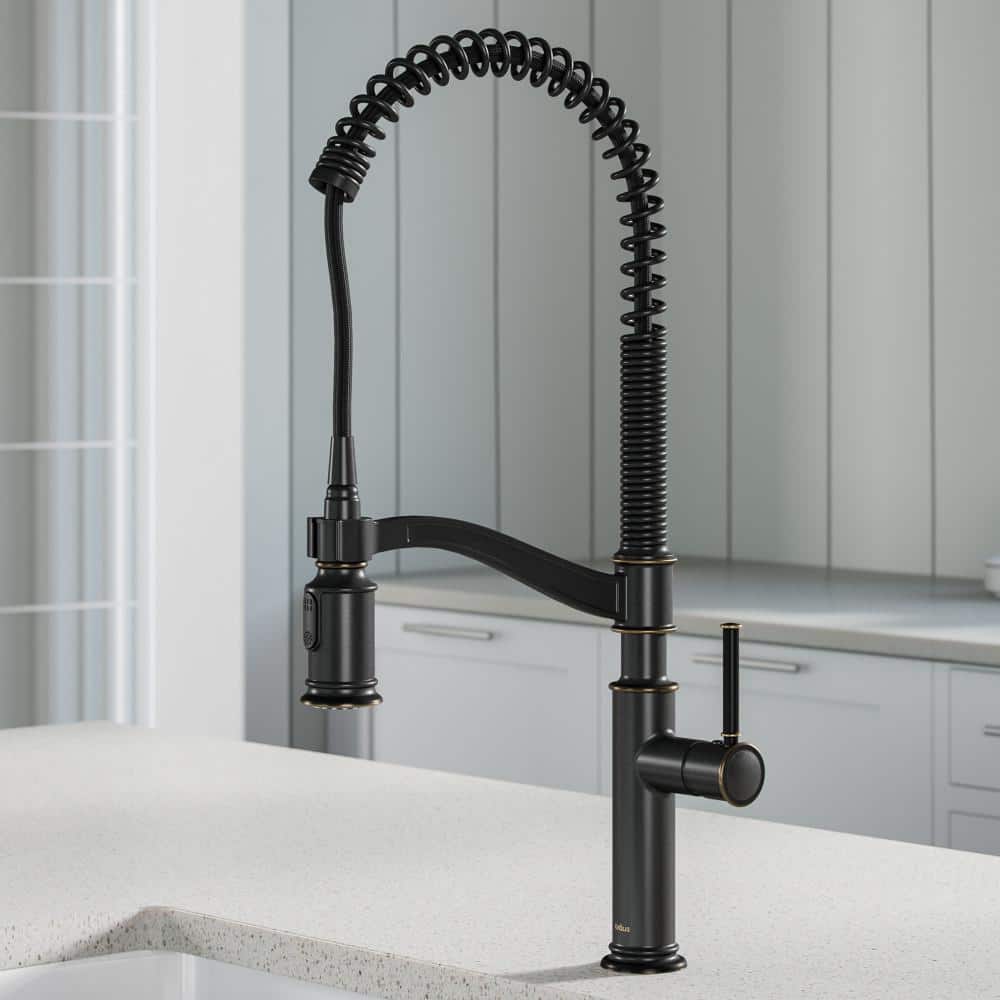 Oil Rubbed Bronze Commercial Pull-Down Kitchen Faucet