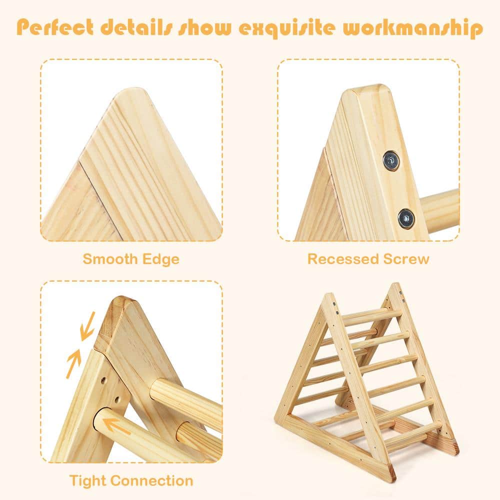 Natural Pine Indoor Climbing Triangle Ladder for Toddlers