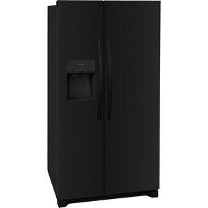 36 in. 25.6 cu. ft. Side by Side Refrigerator in Black, Standard Depth