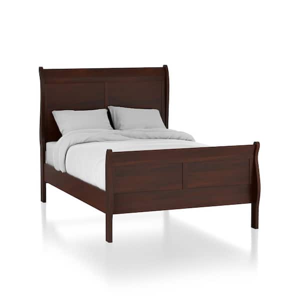 Furniture of America Burkhart Cherry Twin Wood Frame Sleigh Bed with Slat Kit