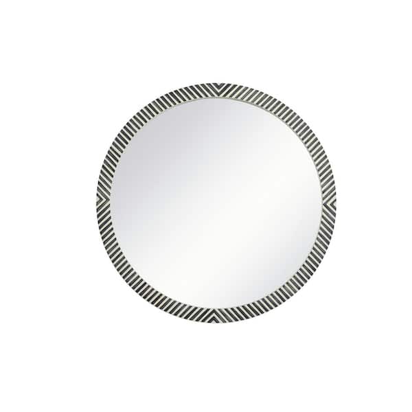 Unbranded Timeless Home 48 in. W x 48 in. H x Modern Wood Framed Round Chevron Mirror
