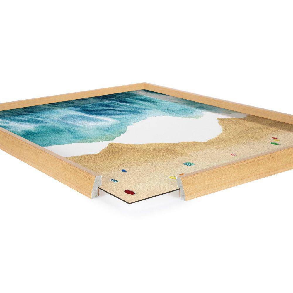 North Shore Coastal Beach Print Framed Glass Wall Art, 18x24 Natural
