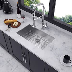 30 in. L x 18 in. W Undermount Single Bowl 18-Gauge Stainless Steel Kitchen Sink in Brushed Nickel