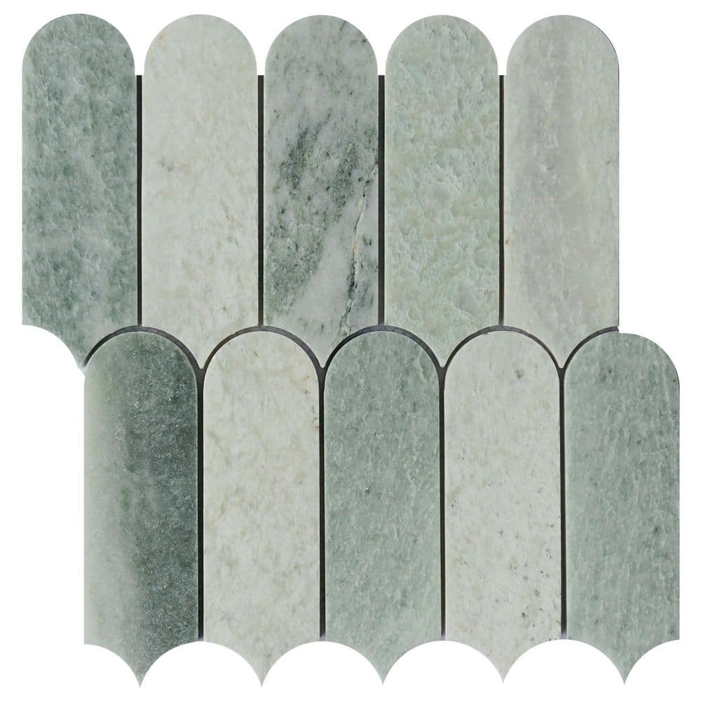 "Moonlit Arches 6"" Green 10.4 in. x 9.77 in. Picket Polished Marble Mosaic Wall and Floor Tile (7.1 sq. ft./Case)" price history on PriceWatchPro