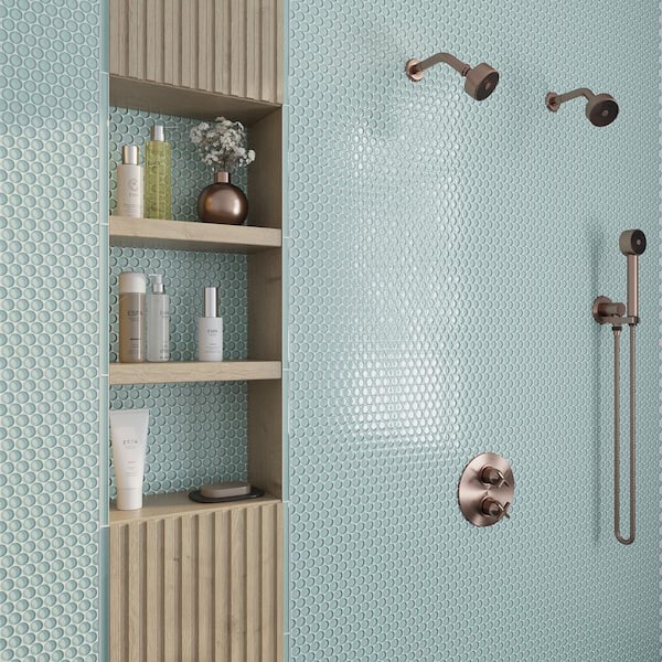 12-in x 12-in Ice Penny Round Polished Glass Mosaic Tile (18 Cases, 90 sq. ft./Pallet)