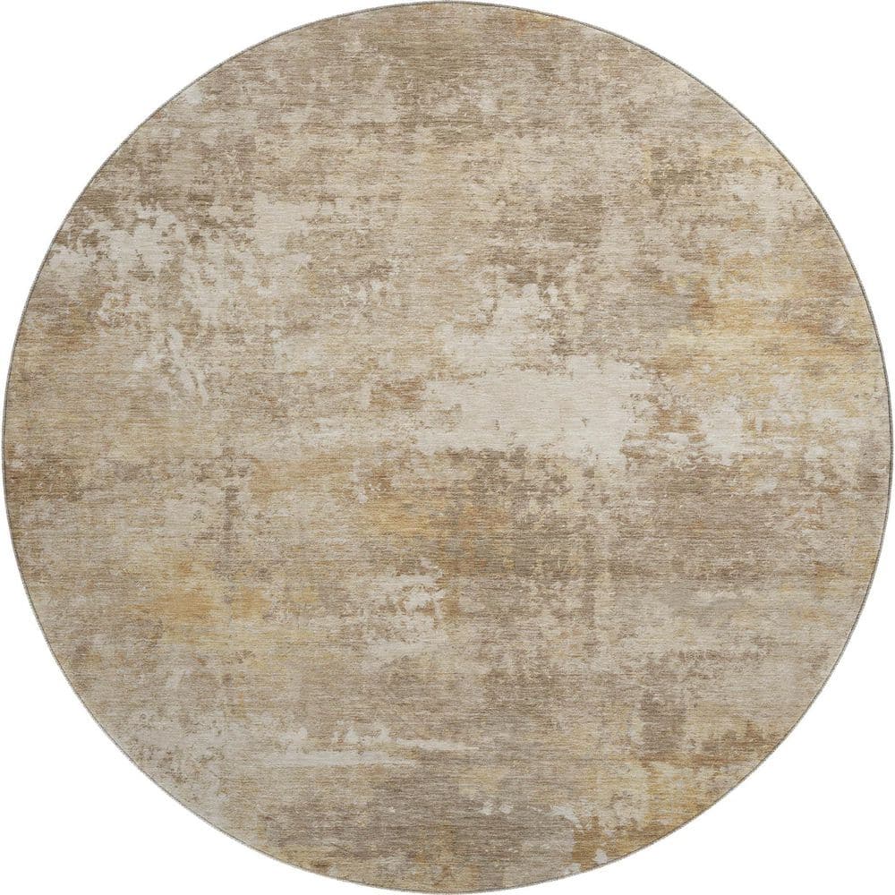 Mayfield Premium Machine Washable Abstract AMF2369 Khaki 8 ft. x 8 ft. Round Rug price history on PriceWatchPro