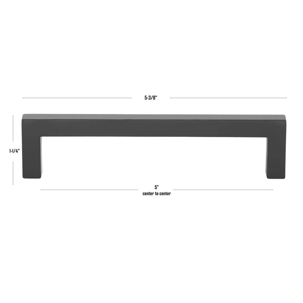 Matte Black 5-Inch Modern Square Bar Pull with Mounting Hardware