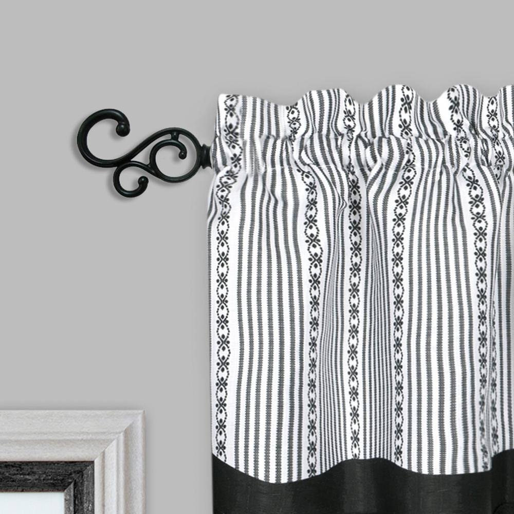 Black Scroll Decorative Curtain Rod with Finial, 48"-86"