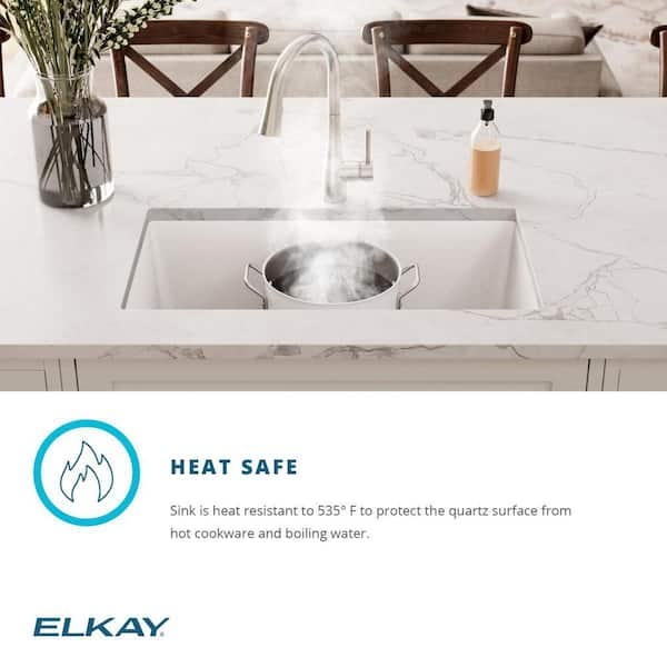 Elkay Quartz Classic Black Quartz 33 in. Equal Double Bowl Drop-In