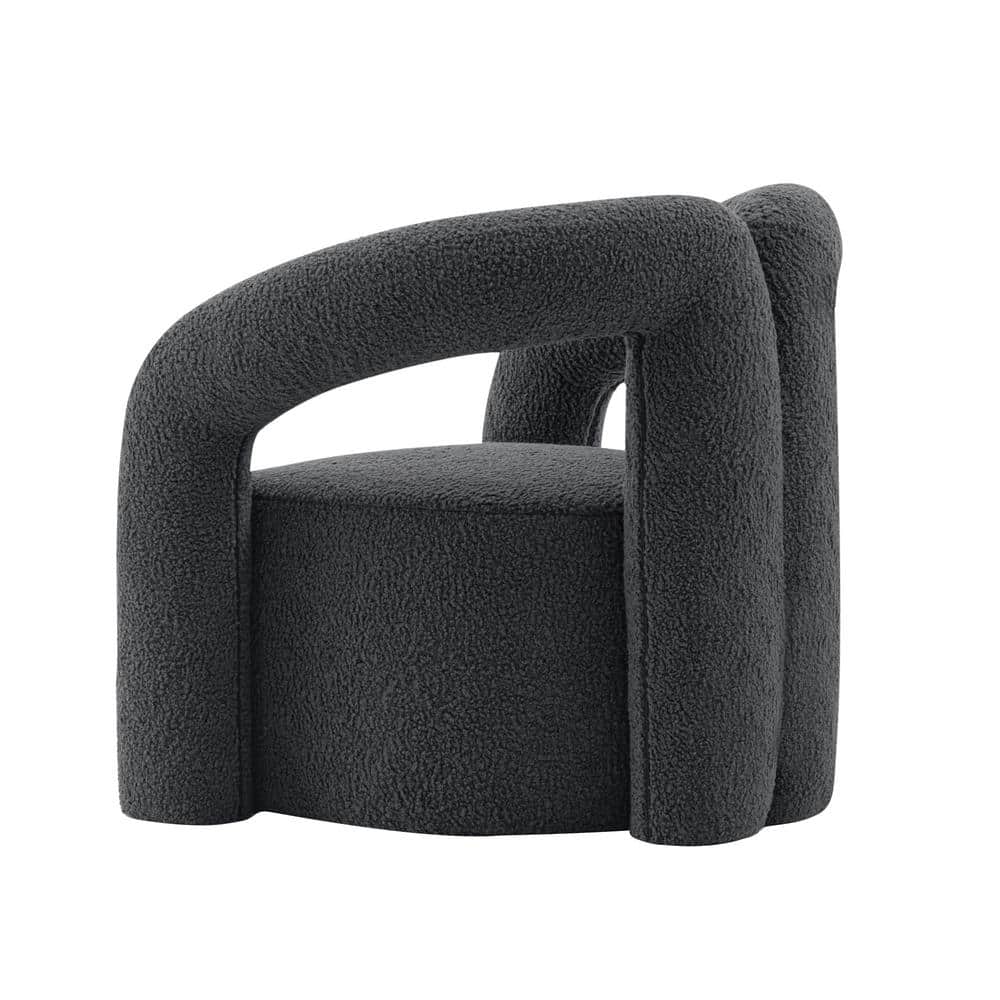 Darian Black Boucle Upholstered Accent Chair with Pine Wood Frame