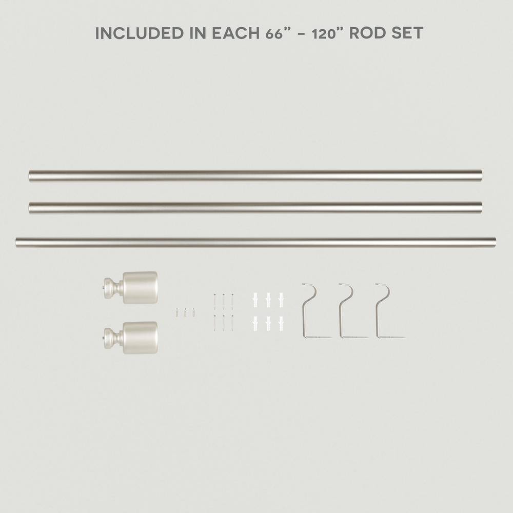 Matte Nickel Adjustable Iron Curtain Rod with Cylinder Finials