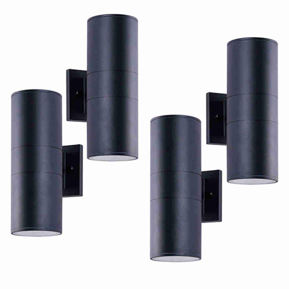 12 in. 2-Light Black Modern Style Aluminum Outdoor Wall Sconce, Weather Resistant and Weatherproof (Set of 4) price history on PriceWatchPro