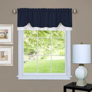 Darcy 14 in. L Polyester Window Curtain Valance in Navy/white