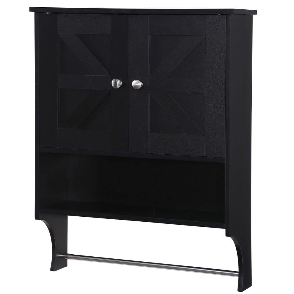 21.65 in. W x 27.6 in. H Rectangular Black Particle Board Surface Mount Medicine Cabinet without Mirror price history on PriceWatchPro