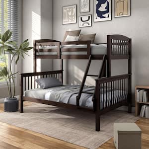 Cyra Dark Brown Twin Over Full Modular Bunk Bed With Guardrails And Ladder
