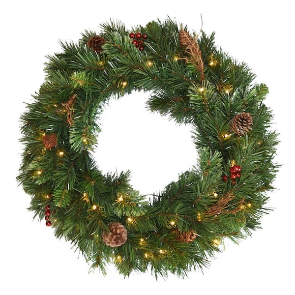 National Tree Company Glistening Pine 24 in. Artificial Wreath with ...