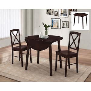 SignatureHome Andreas 3 Piece Drop Leaf Dining Set. Dimensions: 38"W x 38"L x 30"H