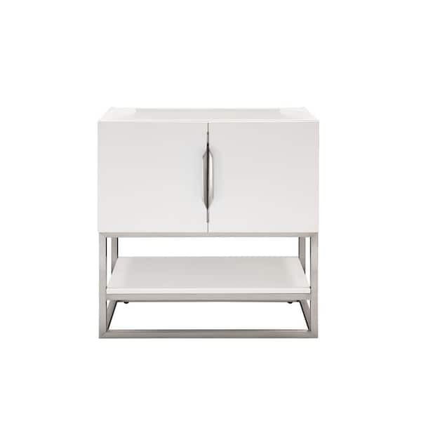 James Martin Vanities Columbia 31.5 in. W x 15.4 in. D x 33.4 in. H Single Bath Vanity Cabinet without Top in Glossy White