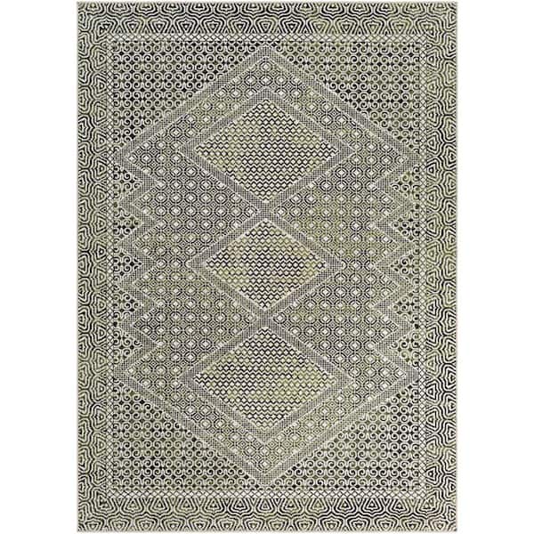 Livabliss Lavadora Black Global 7 ft. x 9 ft. Indoor Machine-Washable Area Rug