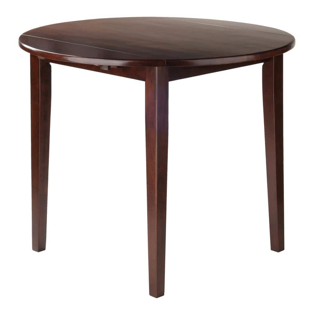 Transitional 36" Extendable Round Dining Table in Walnut