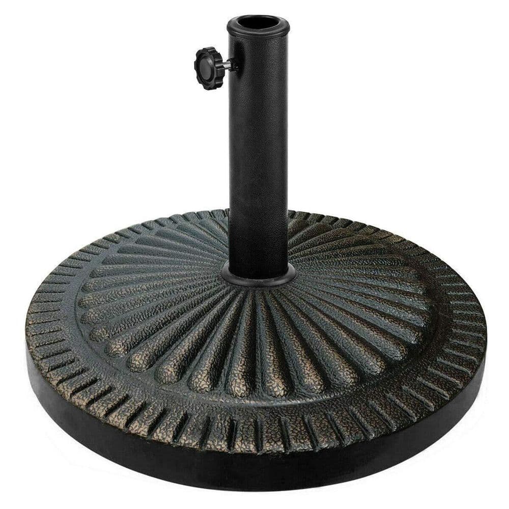 31.5 lbs. Heavy-Duty Round Resin Patio Umbrella Base Stand Holder with Lockable Wheels in Bronze price history on PriceWatchPro