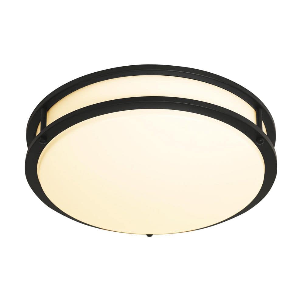 EnviroLite 10 in. 1-Light Matte Black Selectable Dimmable LED Flush Mount