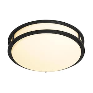 12 in. 1-Light Matte Black Selectable Dimmable LED Flush Mount