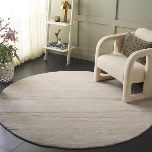Ebony 6 ft. x 6 ft. Light Green/Ivory Abstract Striped Round Area Rug