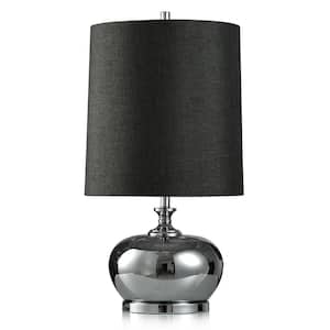 31.75 in. Silver Transluscent, Chrome Table Lamp with Charcoal Gray Linen Shade