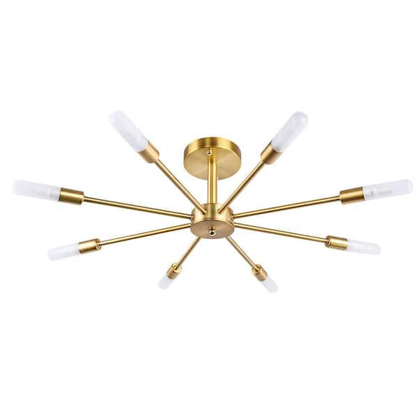 RRTYO Elektra 29 in. 8-Light Gold Semi Flush Mount