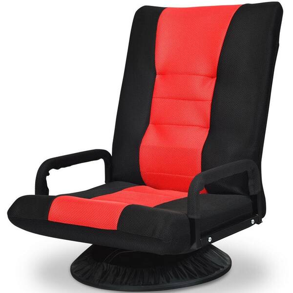 Boyel Living Red & Black 360° Swivel Folding Gaming Floor Chair Foldable Adjustable Backrest with 6-Position