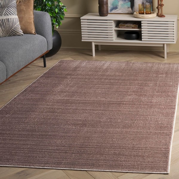 Harmony 9 ft. x 11 ft. Light Brown Solid Striped Area Rug