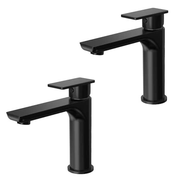 3 in. Low Arc Spout Height Single Handle Single Hole Vessel Sink Faucet in Matte Black Drain Not Included (2-Pack)