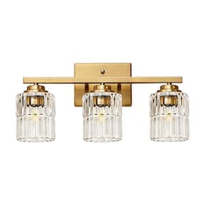 18.43 in. 3 Light Brass Vanity Light with Thickened Glass Shade