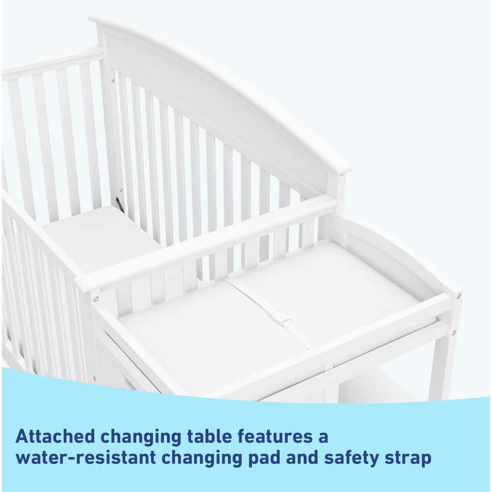 White Pine 4-in-1 Convertible Crib with Changer