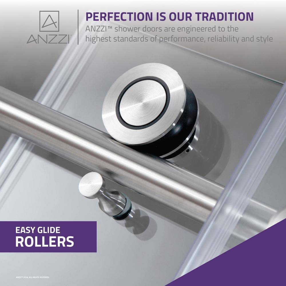 Raymore Brushed Nickel Frameless Sliding Tub Door with Tsunami Guard