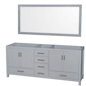 Sheffield 78.5 in. W x 21.5 in. D x 34.25 in. H Double Bath Vanity Cabinet without Top in Gray with 70" Mirror