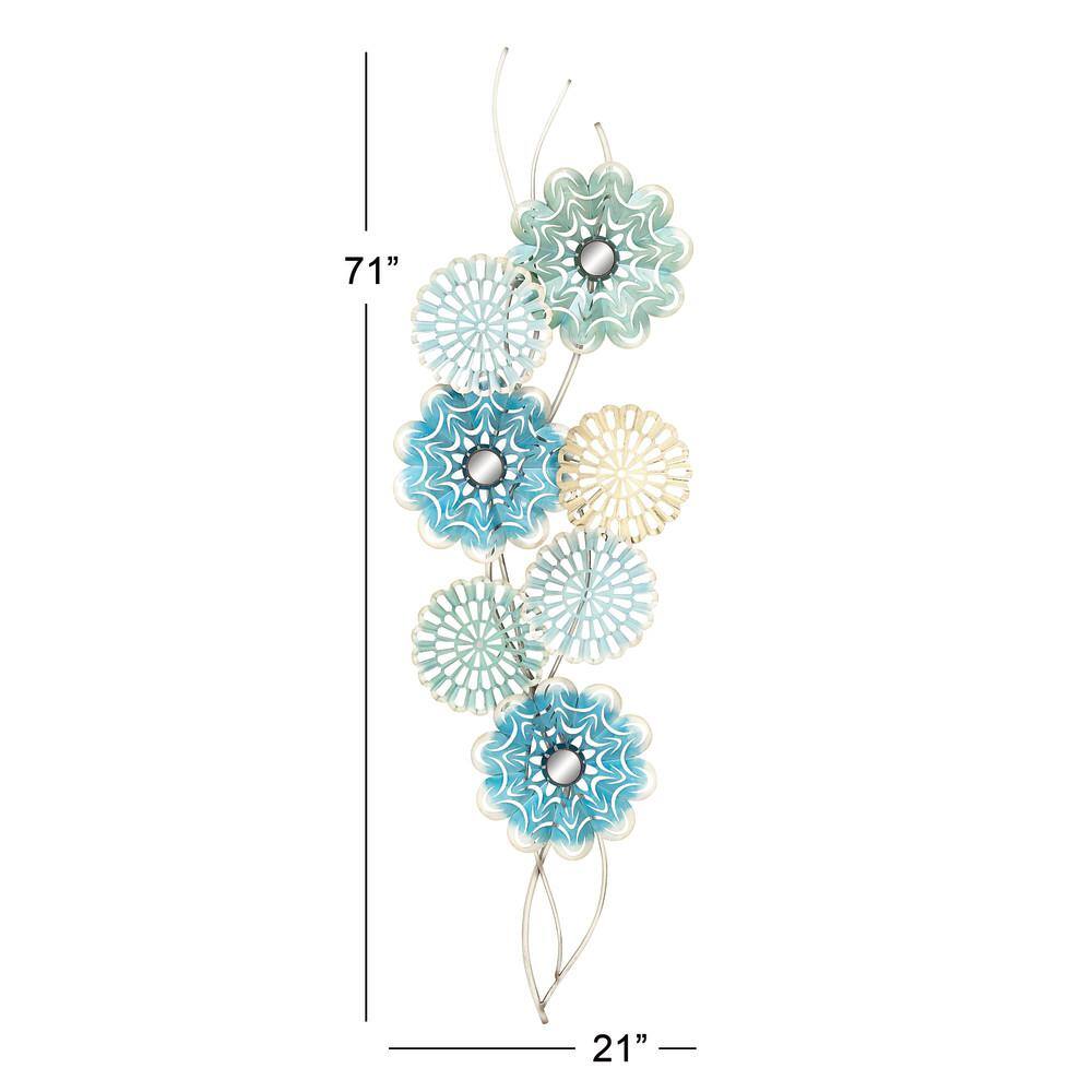 Blue and Gold Floral Metal Wall Decor, 71"