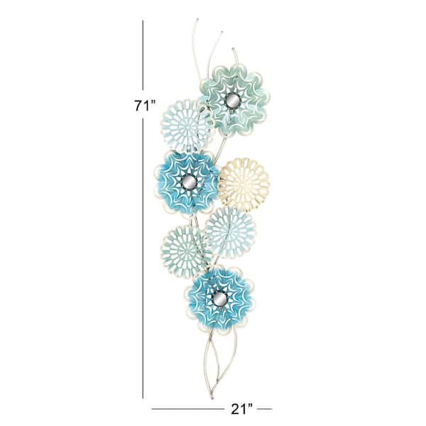 21 in. x 71 in. Metal Multi Colored Floral Wall Decor