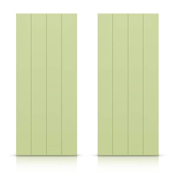 CALHOME 48 in. x 80 in. Hollow Core Sage Green Stained Composite MDF Interior Double Closet Sliding Doors