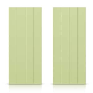 60 in. x 80 in. Hollow Core Sage Green Stained Composite MDF Interior Double Closet Sliding Doors