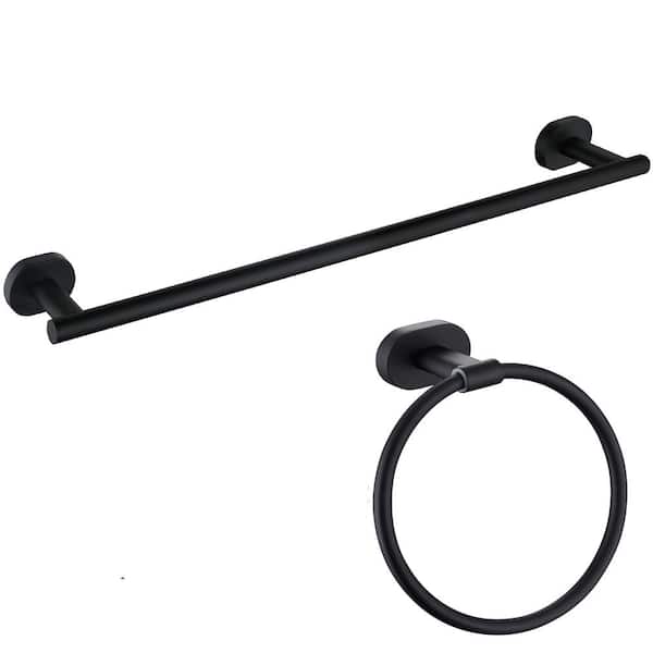 ruiling 2-Piece Bath Hardware Set with Mounting Hardware in Stainless Steel Matte Black
