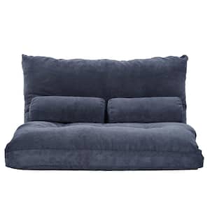 43 in. Navy Twin Foldable Floor Sofa Bed, Folding Futon Lounge, Video Gaming Sofa with Pillow For Bedroom Living Room