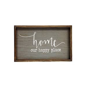 Home Our Happy Place Framed Wood Wall Decorative Sign