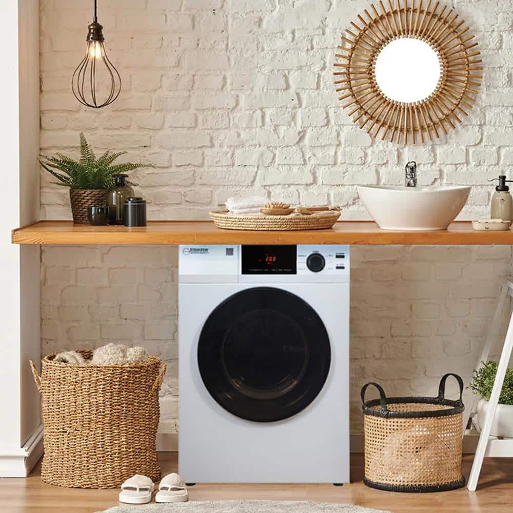 24" White Front-Load Vented Dryer with Moisture Sensing