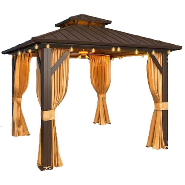 Unbranded 10 ft. x 10 ft. Hardtop Gazebo with Galvanized Steel Double Roof and Aluminum Frame